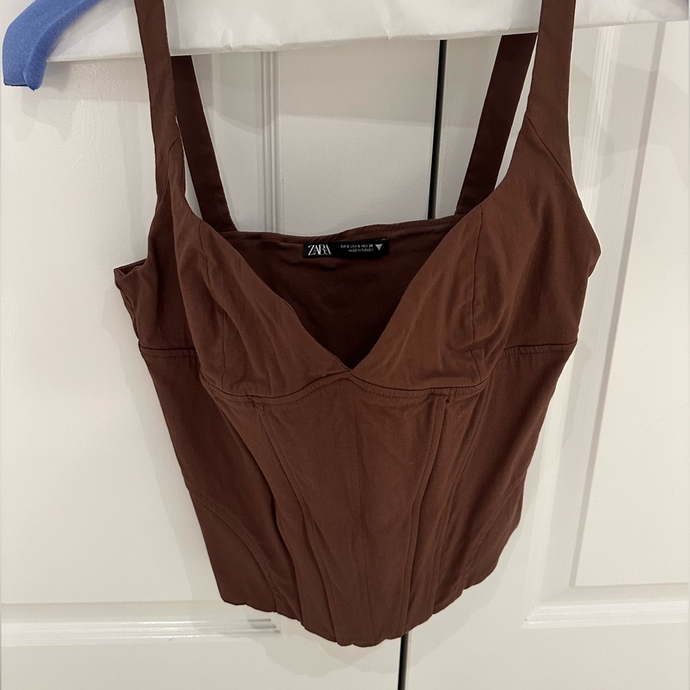 Zara brown fun top